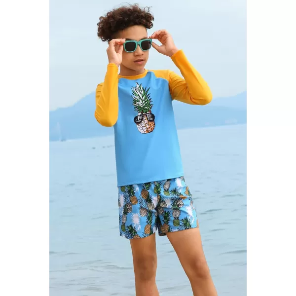 GRACE KARIN Boy Kids Two Piece Swimsuits Long Sleeve Rash Guard Swimwear Cute Bathing Suit Sets 512YOrange Pineapple