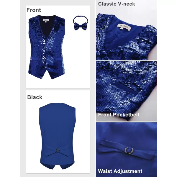 GRACE KARIN Boys Sequin Vest Boys Formal Suit Vest for Party 512YNavy Blue