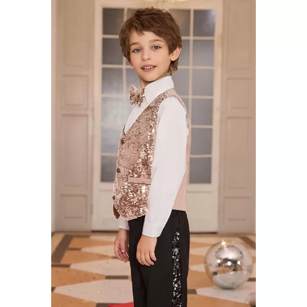 GRACE KARIN Boys Sequin Vest Boys Formal Suit Vest for Party 512YRose Gold