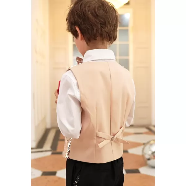 GRACE KARIN Boys Sequin Vest Boys Formal Suit Vest for Party 512YRose Gold