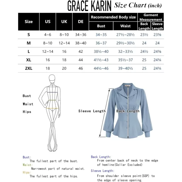 GRACE KARIN Button Down Shirts for Women Peplum Tops Long Sleeve Work Blouse Collared Shirt Dressy TopBlack