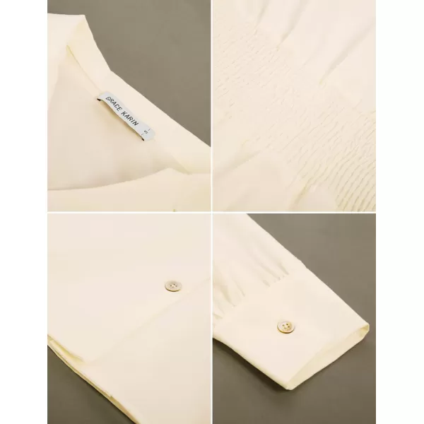 GRACE KARIN Button Down Shirts for Women Peplum Tops Long Sleeve Work Blouse Collared Shirt Dressy TopIvory