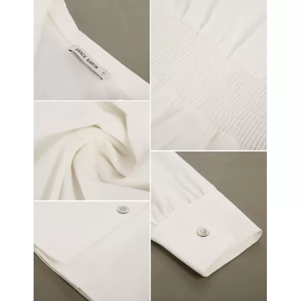 GRACE KARIN Button Down Shirts for Women Peplum Tops Long Sleeve Work Blouse Collared Shirt Dressy TopWhite
