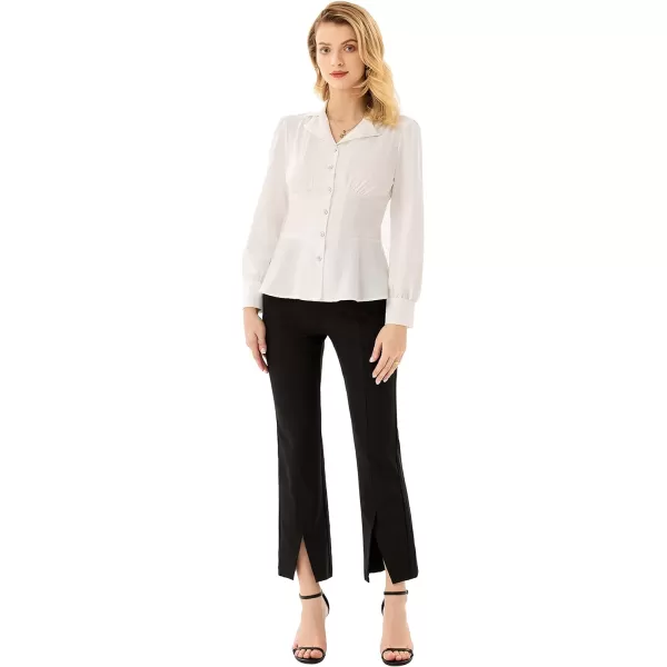 GRACE KARIN Button Down Shirts for Women Peplum Tops Long Sleeve Work Blouse Collared Shirt Dressy TopWhite