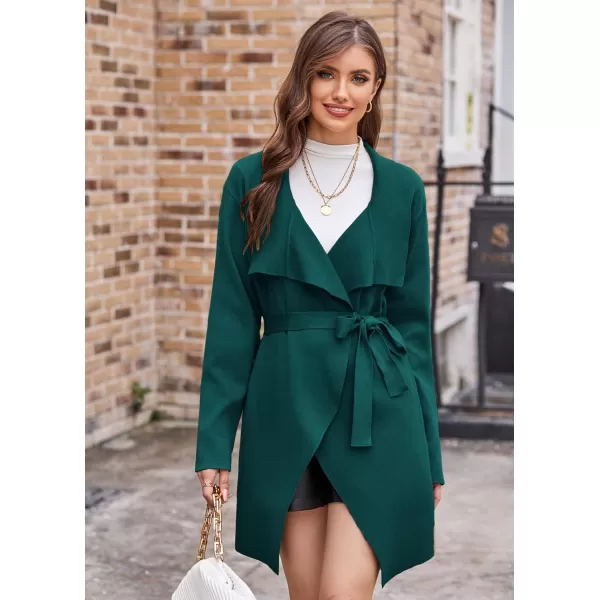 GRACE KARIN Cardigan for Women Lapel Draped Open Front Thin Sweater Long Sleeve Irregular Hem Outwear with BeltOlive Green