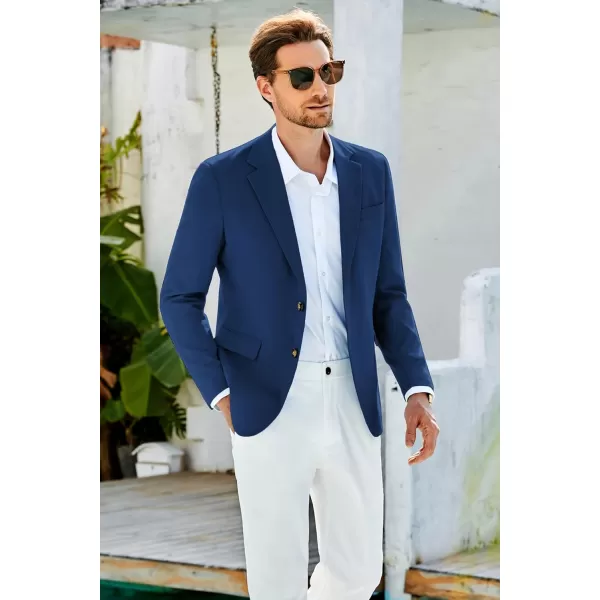 GRACE KARIN Casual Blazer for Men Slim Fit Mens Suit Jacket Lightweight Sport Coat Two ButtonBlue