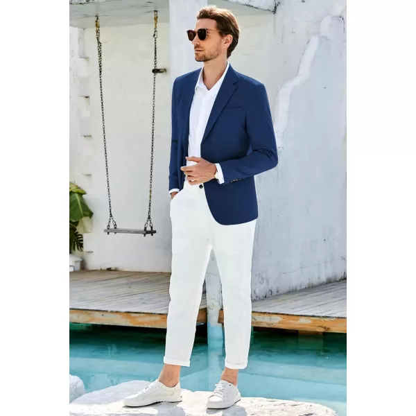 GRACE KARIN Casual Blazer for Men Slim Fit Mens Suit Jacket Lightweight Sport Coat Two ButtonBlue