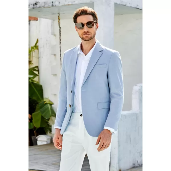 GRACE KARIN Casual Blazer for Men Slim Fit Mens Suit Jacket Lightweight Sport Coat Two ButtonLight Blue