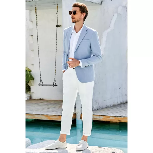 GRACE KARIN Casual Blazer for Men Slim Fit Mens Suit Jacket Lightweight Sport Coat Two ButtonLight Blue