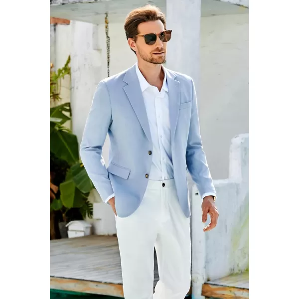 GRACE KARIN Casual Blazer for Men Slim Fit Mens Suit Jacket Lightweight Sport Coat Two ButtonLight Blue