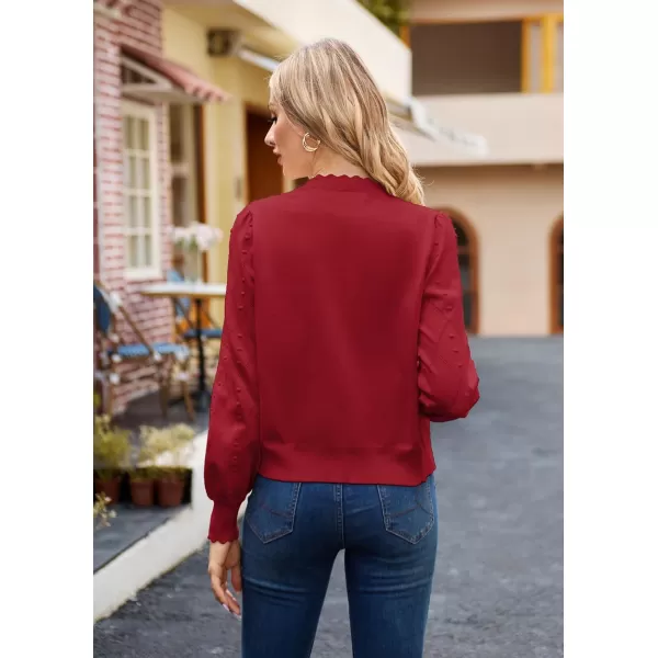 GRACE KARIN Cropped Cardigan Sweaters for Women Long Sleeve Knit Shrug Open Front VNeck Button up TopsRedlong Sleeve