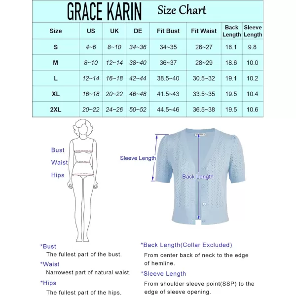 GRACE KARIN Cropped Cardigan Sweaters for Women Short Sleeve Crochet Knit Bolero Shrug VNeck Button up TopsBlack