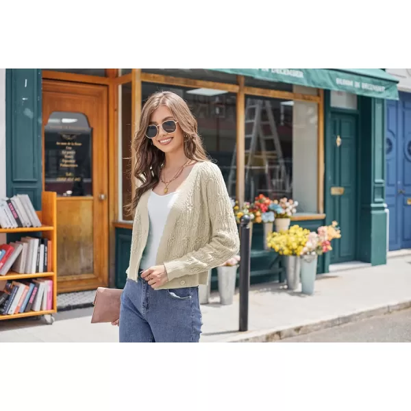 GRACE KARIN Cropped Cardigans for Women Long Sleeve V Neck Button Up Knit Cardigan SweaterApricot