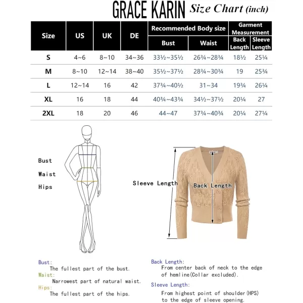 GRACE KARIN Cropped Cardigans for Women Long Sleeve V Neck Button Up Knit Cardigan SweaterBlack