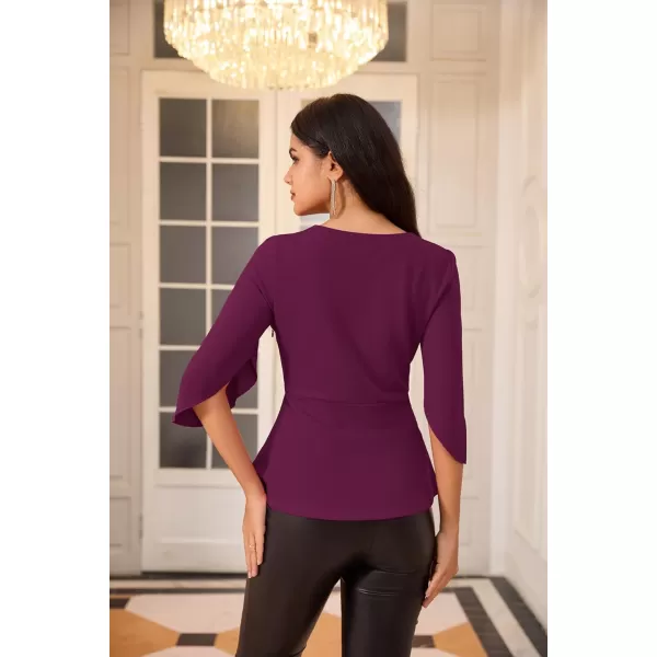 GRACE KARIN Dressy Tops for Women Business Casual Work Blouses 34 Sleeve Slim Fit Elegant Office Chiffon Fall ShirtsPurple