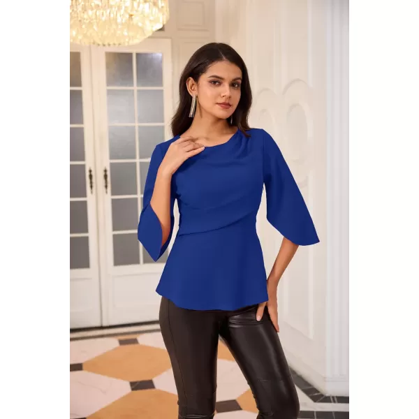 GRACE KARIN Dressy Tops for Women Business Casual Work Blouses 34 Sleeve Slim Fit Elegant Office Chiffon Fall ShirtsRoyal Blue