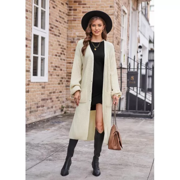 GRACE KARIN Duster Cardigans for Women Long Sleeve Split Long Cardigans Open Front Maxi Sweater Coat with PocketsBeige