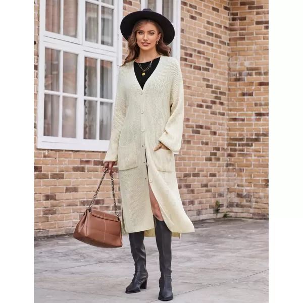 GRACE KARIN Duster Cardigans for Women Long Sleeve Split Long Cardigans Open Front Maxi Sweater Coat with PocketsBeige