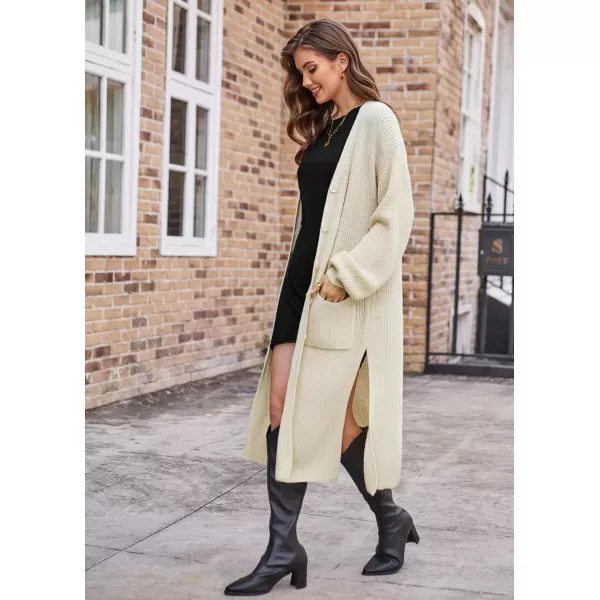 GRACE KARIN Duster Cardigans for Women Long Sleeve Split Long Cardigans Open Front Maxi Sweater Coat with PocketsBeige