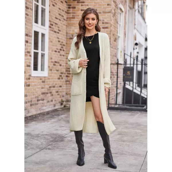 GRACE KARIN Duster Cardigans for Women Long Sleeve Split Long Cardigans Open Front Maxi Sweater Coat with PocketsBeige