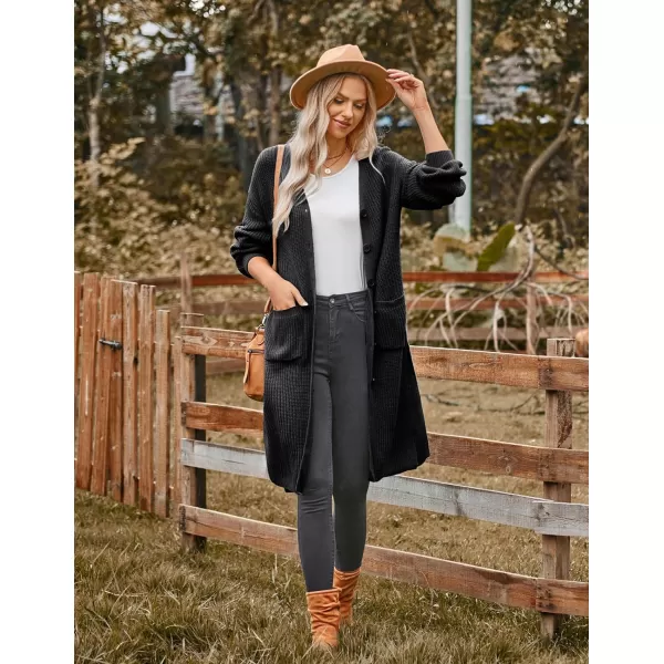 GRACE KARIN Duster Cardigans for Women Long Sleeve Split Long Cardigans Open Front Maxi Sweater Coat with PocketsBlack