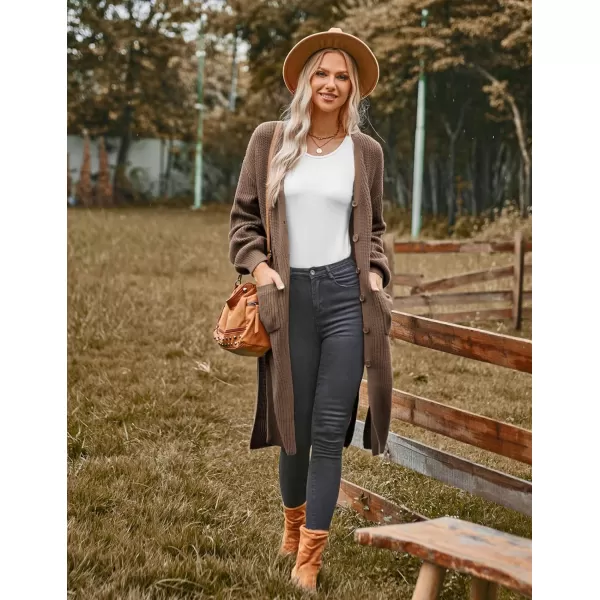 GRACE KARIN Duster Cardigans for Women Long Sleeve Split Long Cardigans Open Front Maxi Sweater Coat with PocketsCoffee