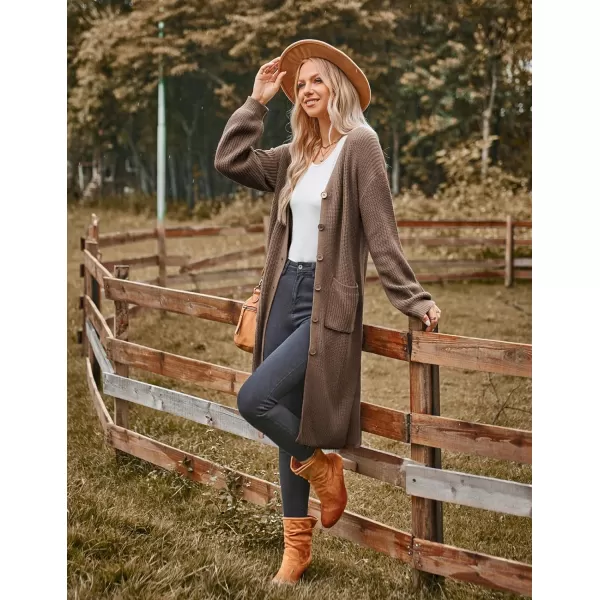 GRACE KARIN Duster Cardigans for Women Long Sleeve Split Long Cardigans Open Front Maxi Sweater Coat with PocketsCoffee