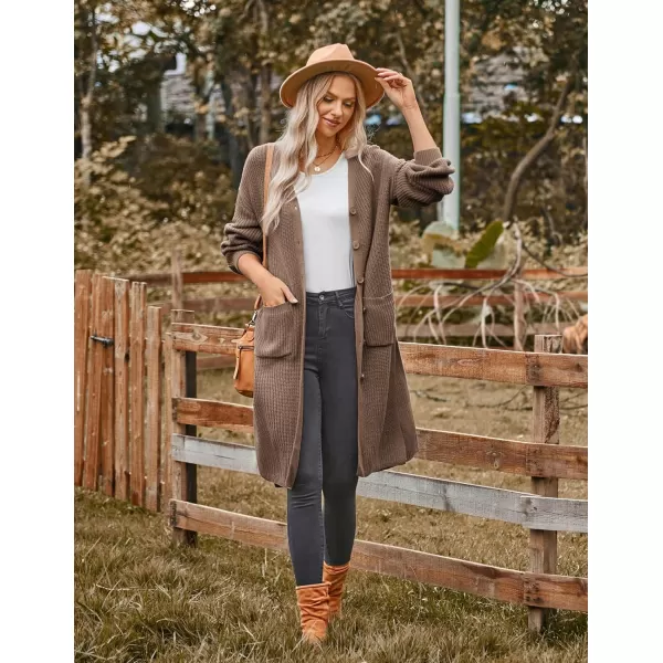 GRACE KARIN Duster Cardigans for Women Long Sleeve Split Long Cardigans Open Front Maxi Sweater Coat with PocketsCoffee