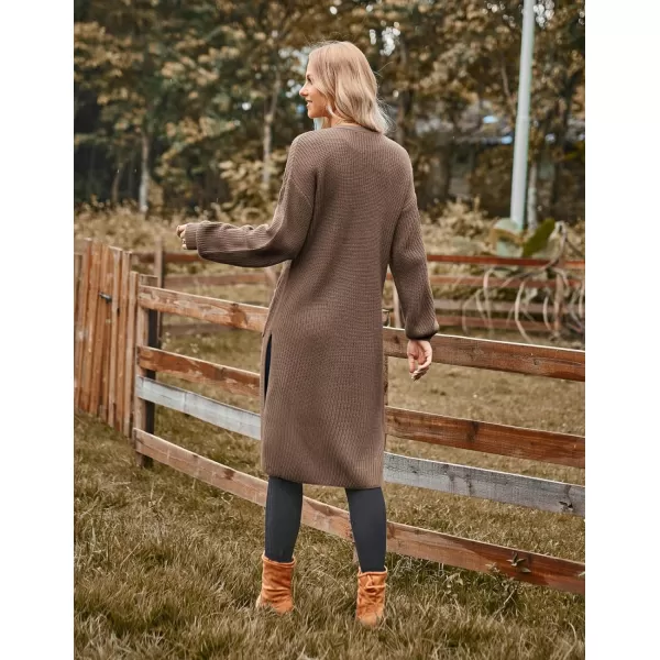 GRACE KARIN Duster Cardigans for Women Long Sleeve Split Long Cardigans Open Front Maxi Sweater Coat with PocketsCoffee