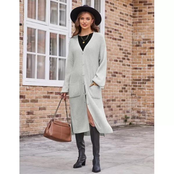 GRACE KARIN Duster Cardigans for Women Long Sleeve Split Long Cardigans Open Front Maxi Sweater Coat with PocketsGrey