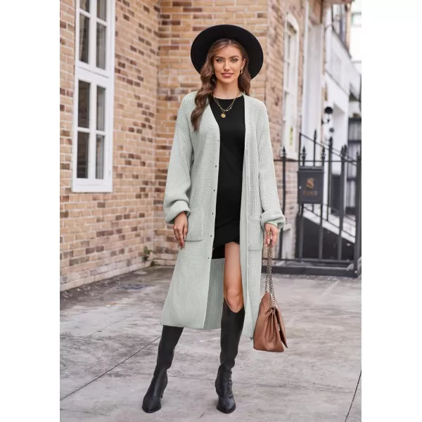 GRACE KARIN Duster Cardigans for Women Long Sleeve Split Long Cardigans Open Front Maxi Sweater Coat with PocketsGrey