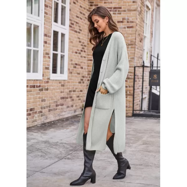 GRACE KARIN Duster Cardigans for Women Long Sleeve Split Long Cardigans Open Front Maxi Sweater Coat with PocketsGrey