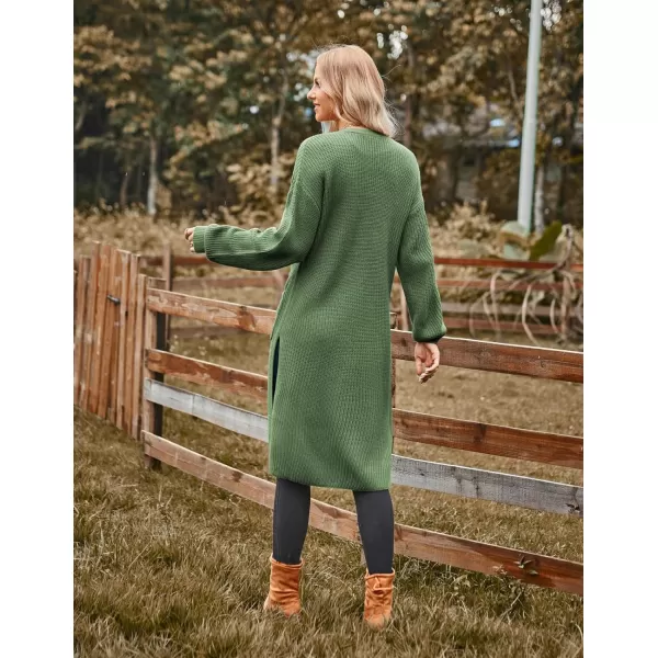 GRACE KARIN Duster Cardigans for Women Long Sleeve Split Long Cardigans Open Front Maxi Sweater Coat with PocketsOlive Green