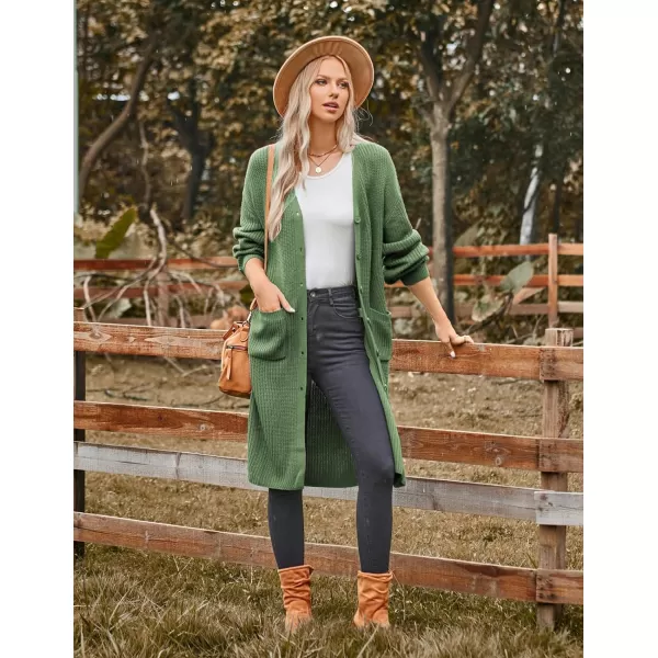 GRACE KARIN Duster Cardigans for Women Long Sleeve Split Long Cardigans Open Front Maxi Sweater Coat with PocketsOlive Green