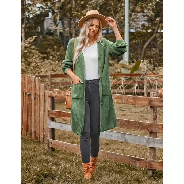 GRACE KARIN Duster Cardigans for Women Long Sleeve Split Long Cardigans Open Front Maxi Sweater Coat with PocketsOlive Green