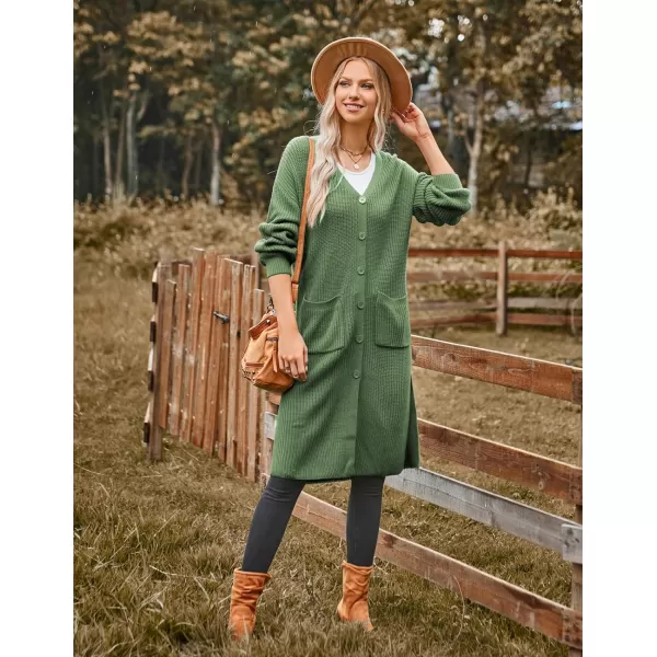 GRACE KARIN Duster Cardigans for Women Long Sleeve Split Long Cardigans Open Front Maxi Sweater Coat with PocketsOlive Green