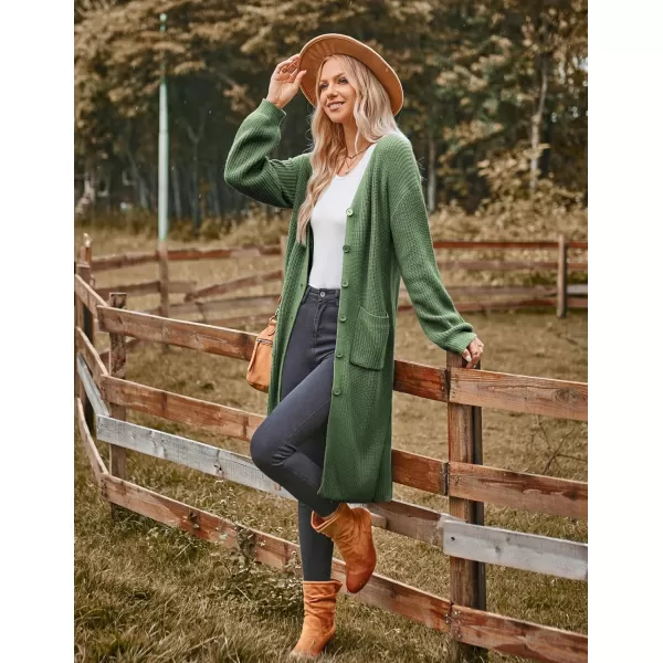 GRACE KARIN Duster Cardigans for Women Long Sleeve Split Long Cardigans Open Front Maxi Sweater Coat with PocketsOlive Green