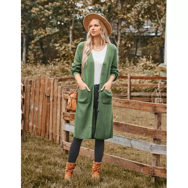 GRACE KARIN Duster Cardigans for Women Long Sleeve Split Long Cardigans Open Front Maxi Sweater Coat with PocketsOlive Green