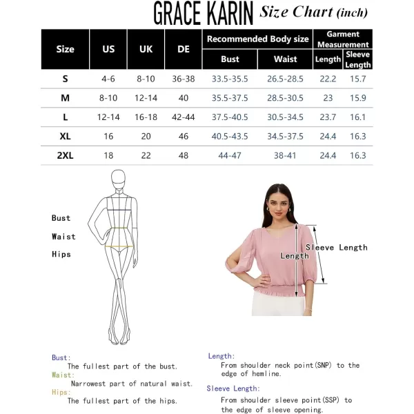 GRACE KARIN Elegant Blouses for Women 34 Chiffon Lantern Sleeve V Neck Elastic High Waist Slit Cutout Tops Office WorkBlack