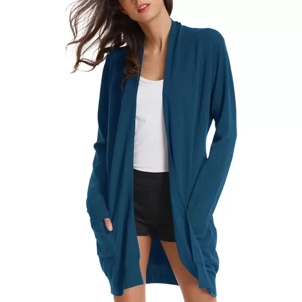 GRACE KARIN Essential Solid Open Front Long Knited Cardigan Sweater for WomenCerulean