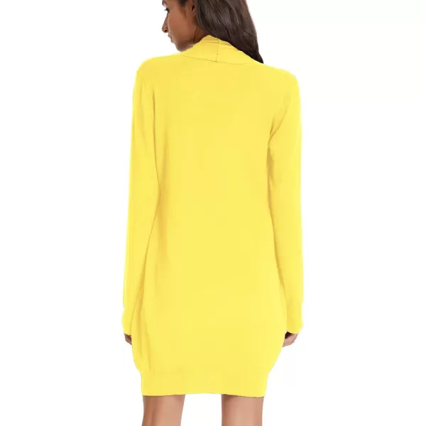 GRACE KARIN Essential Solid Open Front Long Knited Cardigan Sweater for WomenLemon Yellow