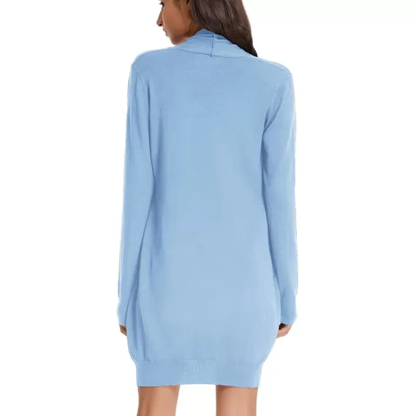 GRACE KARIN Essential Solid Open Front Long Knited Cardigan Sweater for WomenLight Blue