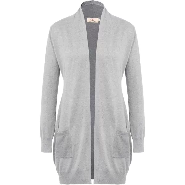 GRACE KARIN Essential Solid Open Front Long Knited Cardigan Sweater for WomenLight Grey