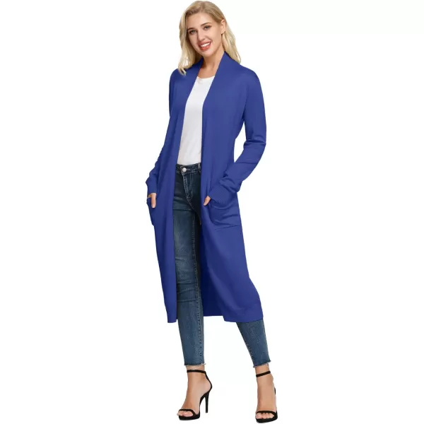 GRACE KARIN Essential Solid Open Front Maxi Long Knitted Cardigan Sweater for WomenBlue