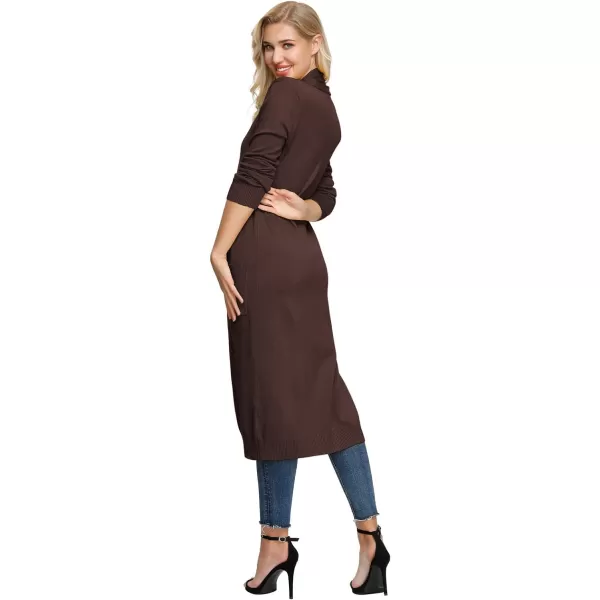 GRACE KARIN Essential Solid Open Front Maxi Long Knitted Cardigan Sweater for WomenCoffee