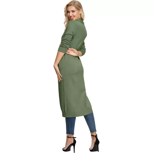 GRACE KARIN Essential Solid Open Front Maxi Long Knitted Cardigan Sweater for WomenDark Olive Green