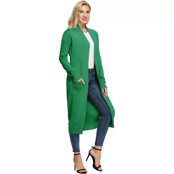 GRACE KARIN Essential Solid Open Front Maxi Long Knitted Cardigan Sweater for WomenGreen