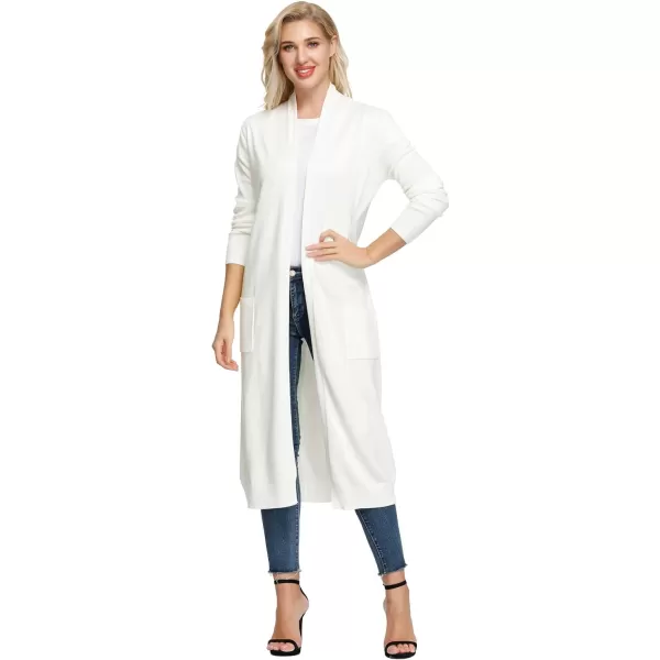 GRACE KARIN Essential Solid Open Front Maxi Long Knitted Cardigan Sweater for WomenIvory