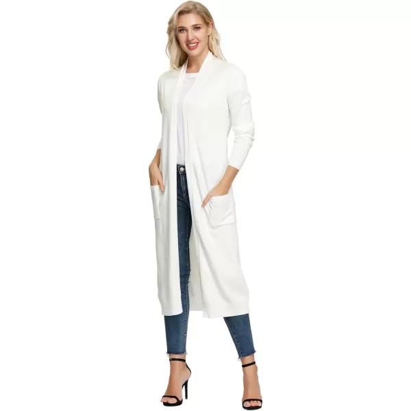 GRACE KARIN Essential Solid Open Front Maxi Long Knitted Cardigan Sweater for WomenIvory