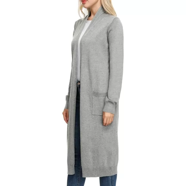 GRACE KARIN Essential Solid Open Front Maxi Long Knitted Cardigan Sweater for WomenLight Gray
